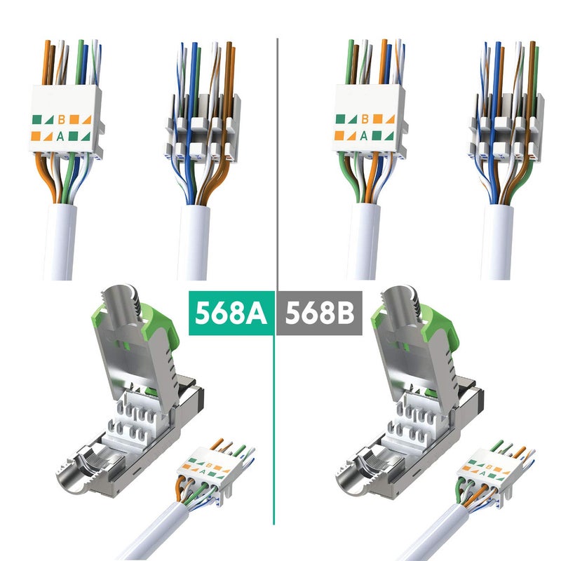 LINKUP - RJ45 Connectors Cat6A (12 Pack) Shielded Keystone Jack Zinc-Alloy Housing Modular Termination | 10G Easy Internet Tool Free Jacks | for Cat6A up to 22AWG Solid Bulk S/FTP Ethernet Cable - Image 4
